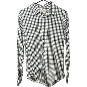 Everlane Slim Fit Check Button Down Shirt Navy White Plaid - M